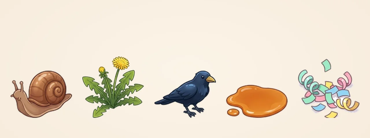 The pranks friends can leave: a snail, weeds, a crow, a syrup spill and confetti