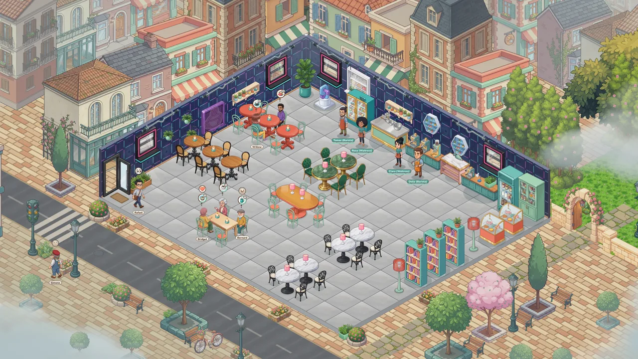 A player's café at midday