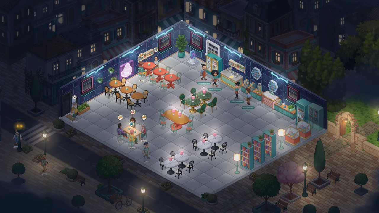 A player's café at night