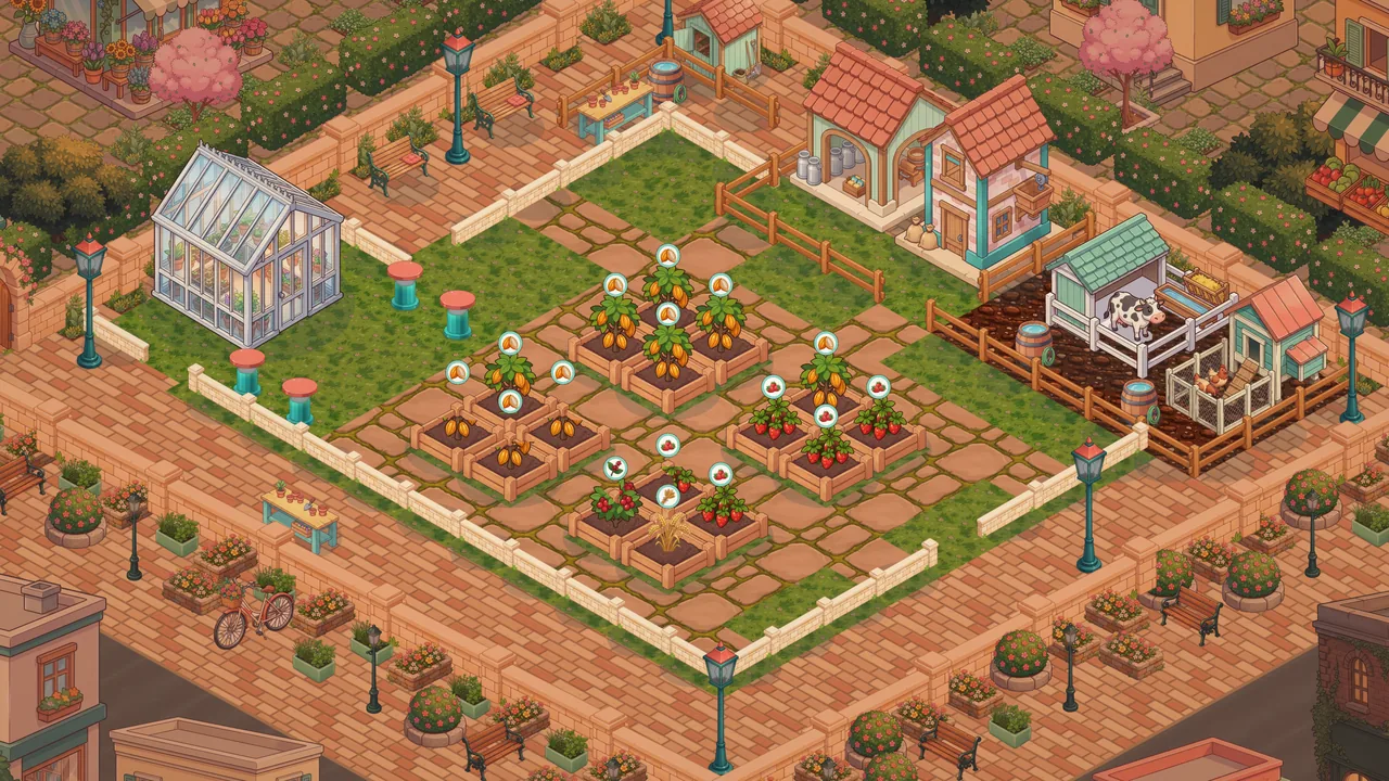 A player's garden at dusk
